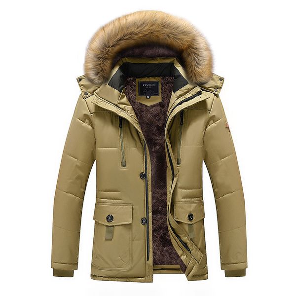 

2018 down jacket winter men parkas cotton-padded jackets men casual fur collar down jacket thicken coats overcoat warm clothing, Black