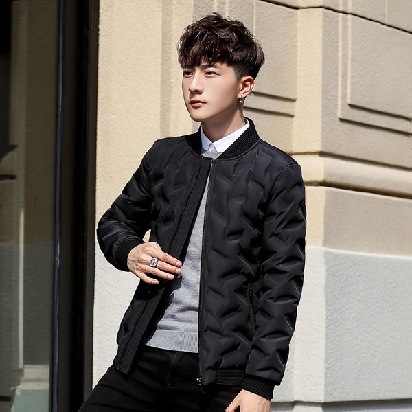 

men's duck down 2018 new short paragraph slim baseball collar men's winter parkaa coat light winter jacket for men xd451, Black