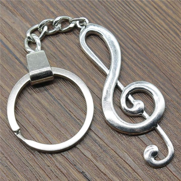 

6 pieces key chain женщины основные кольца моды брелки для мужчин big musical note 61x22mm, Slivery;golden