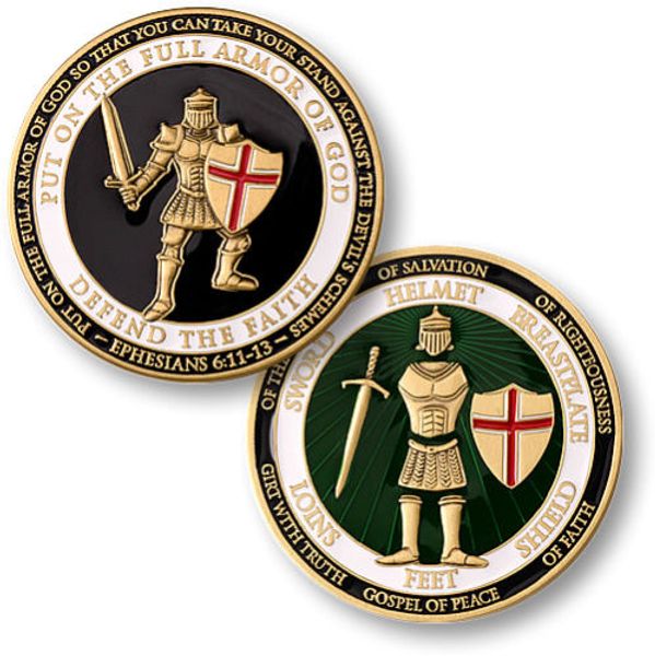 

armor of god "defend the faith" challenge coin