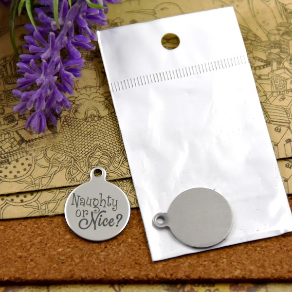 

40pcs--"naughty or nice"stainless steel charms more style for choosing diy charms pendants for necklace, Bronze;silver