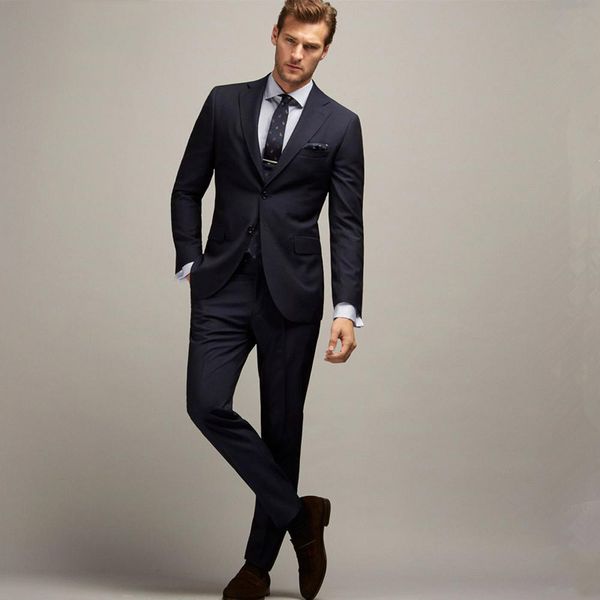 

latest coat pants designs navy blue men suits wedding slim fit groom tuxedos groomsmen suit prom wear man blazers jacket 2 pieces, Black;gray