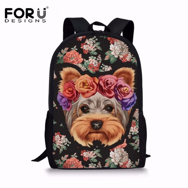 

forudesigns 2018 new yorkshire terrier printed backpack school bags for girls schoolbags for teenagers softback bagpack satchel