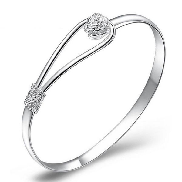 

adjustable bangle bracelets korean romatic chic girl women love valentine's day gift charm bangle lovely plated silver bangles, Black