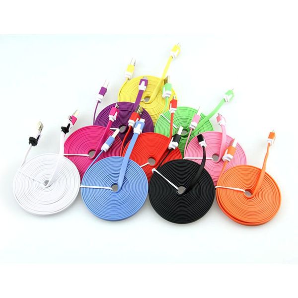 

3m 10ft flat noodle sync charge colorful data usb cable