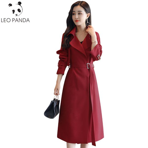 

2018 new spring autumn women windbreaker fall trench overcoats turn down collar trench coats plus size long casual trenchcoat, Tan;black