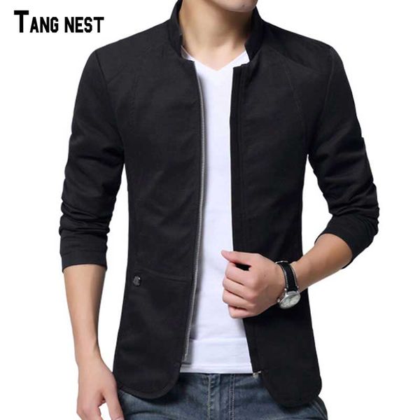 

tangnest men jacket 2017 new arrival slim men jacket fashion korean style mandarin collar zipper young thin mwj793, Black;brown