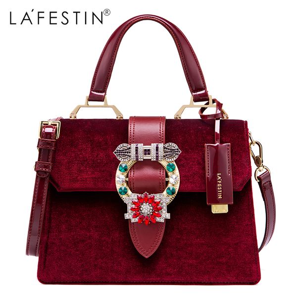 

lafestin women handbag shoulder bag designer lock diamonds famous velvet luxury totes multifunction bag 2018 new brands bolsa