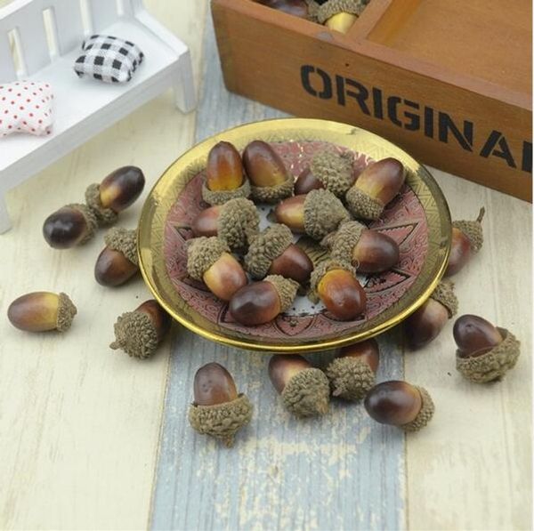 Cheap 20pcs 3cm Acorns Mini Artificial Fake Foam Fruits And