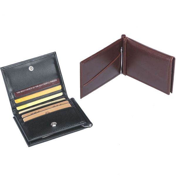 

men money clips business id holder wallets pu leather purse casual pocket money clip wallet 2017, Black