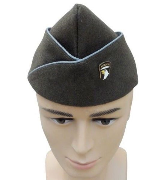 

wwii us officer paratrooper wool garrison cap in sizes & 101 airborne badge cap- world store, Black;white