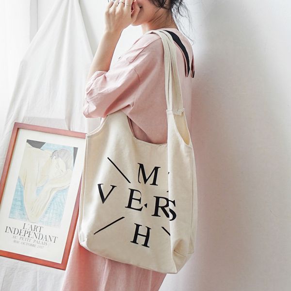 

raged sheep large reusable grocery women tote bag canvas letter no zipper fashion recyclable bag simple design tote bags