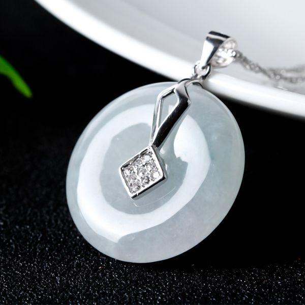 

pingan kou lucky amulet jewelry chinese style hand-carved hetian jade safety button pendant s925 silver jade necklace gift