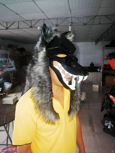 

real pictures wolf head mascot size ing, Red;yellow