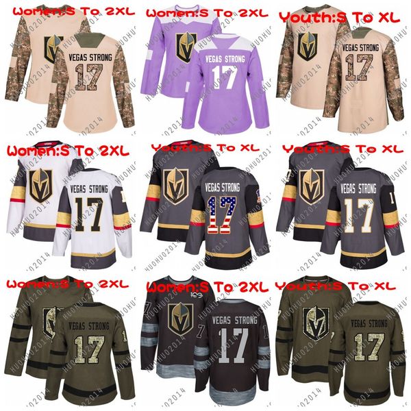 

Women Youth 17 Vegas Strong Hockey Jersey Vegas Golden Knights USA Flag 2018 Fights Cancer Camo Veterans Day Green Premier Salute To Service