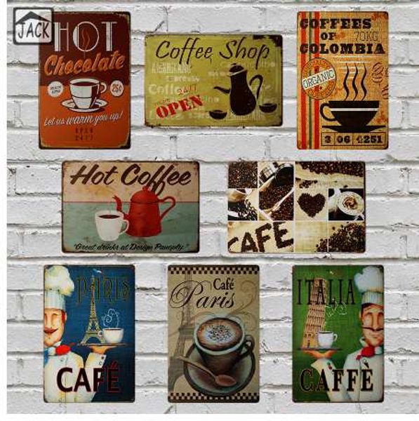 ITALIA PARIS Heißer Kaffee Malerei 8X12 zoll Vintage Poster Metall Zinn Zeichen Werbung Cafe Shop Bar Home Küche wand Dekor Plakette