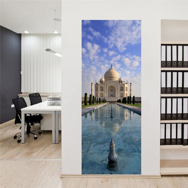 Grosshandel 2 Sheets Pcs Indien Taj Mahal Wandaufkleber Beruhmte Architektur Wand Poster Chic Diy Tur Bild Fur Buro Shop Schlafzimmer Decor Von