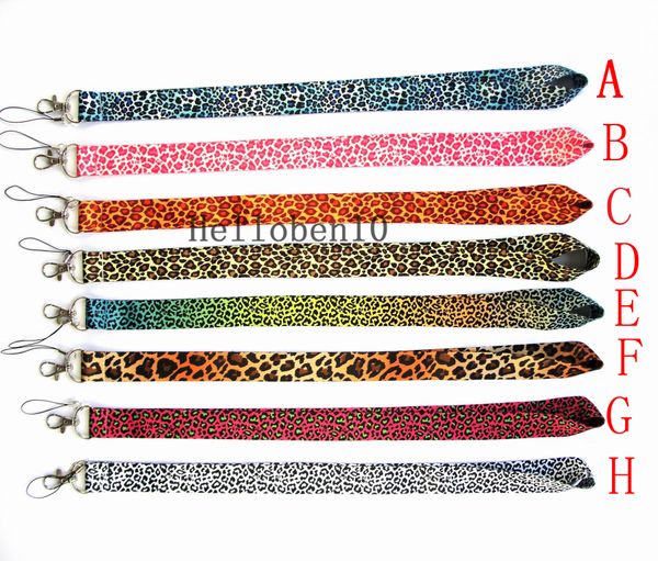 

lot mix leopard print straps phone lanyard id badge holders mobile neck key chain, Silver