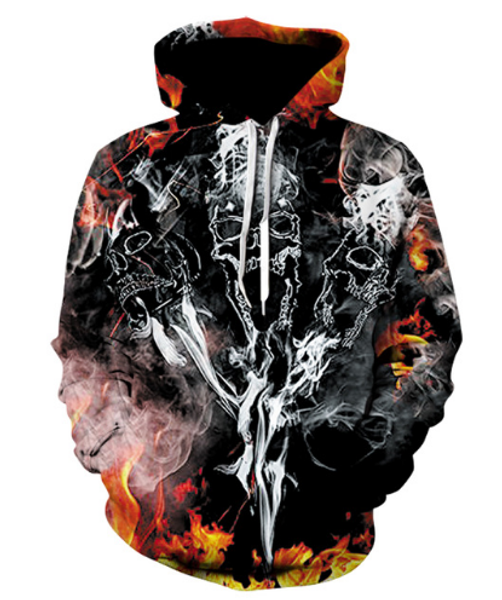

new fashion women/men burning flame funny 3d printed casual long sleeve autumn winter hoodies sweatshirt k132, Black