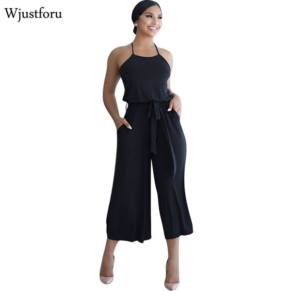 

wjustforu black fashion wide leg casual jumpsuit capri off shoulder bodycon jumpsuit womens romper elegant bandage, Black;white