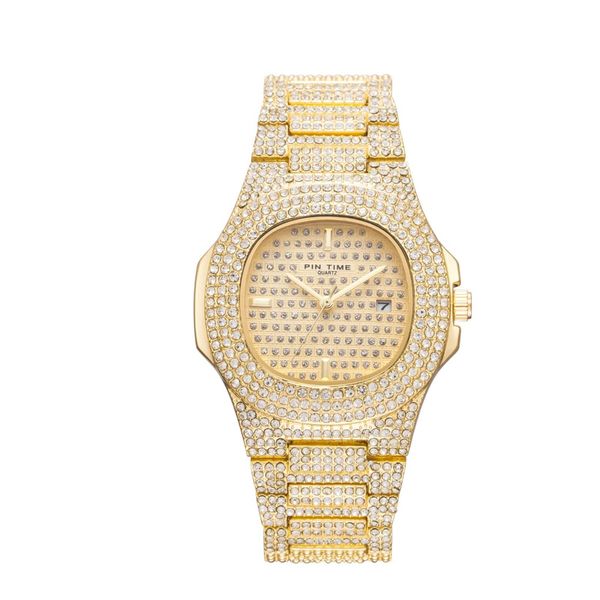 

Высокое качество Мужские спортивные наручные часы Кварцевые движение мода мужчины женщины 41 мм лицо часы полный сверкающих камень часы