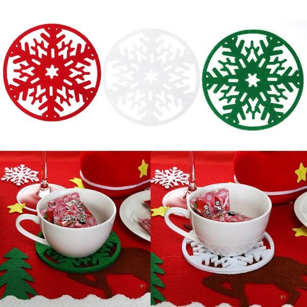 

christmas snowflakes cup mat dinner party table coasters dish pad tea coffee snowflake pad drink decorations for home cup