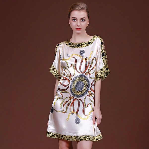 

pajamas ladies spring and summer home service auspicious ribbon simulation silk pajamas nightdress, Black;red