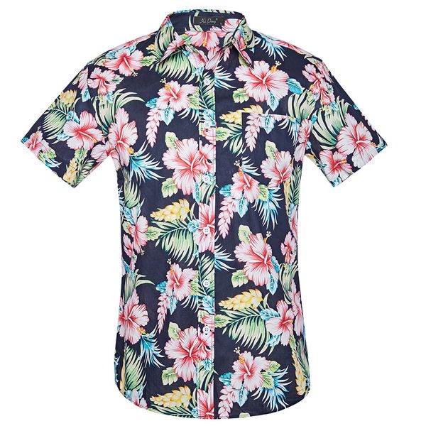 

men shirt summer style palm tree print beach hawaiian shirt men casual short sleeve hawaii chemise homme us plus size 3xl, White;black