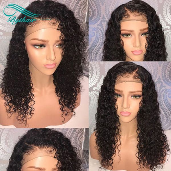 Bythair Virgin Human Hair Harque Front парик с детскими волосами предварительно очищенные вьющиеся полные кружева для черных женщин. Отбеленные узлы