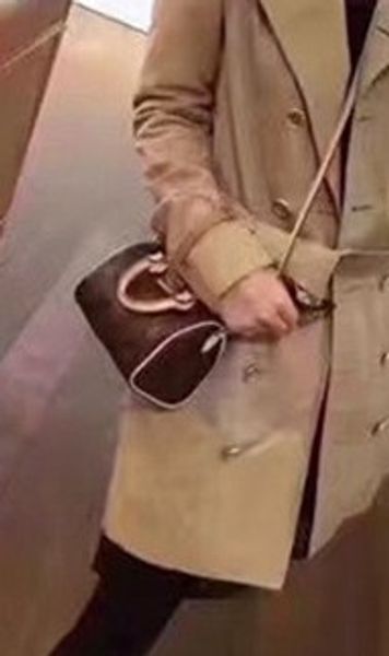 

speedy shoulder m61252 mini cute handbag leather shoulder cross bags 16cm female nano bucket brown flower mini pillow cluch bag