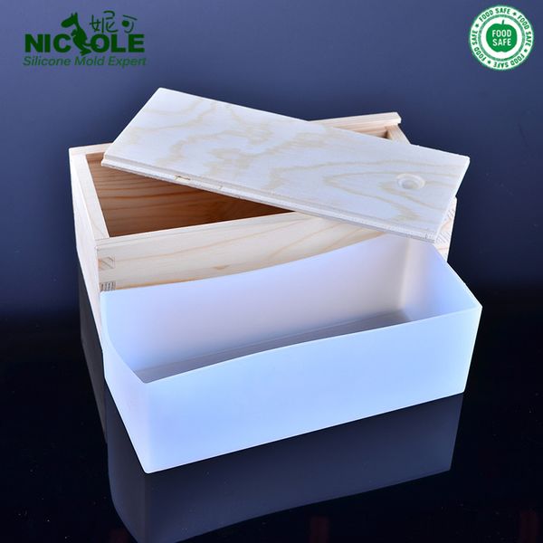 

nicole b0266 silicone liner for small size wood mold rectangle mold with wooden box swirl forms loaf soap moulds
