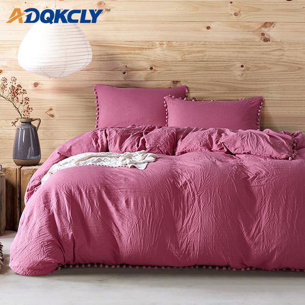 

adqkcly softness bedding duvet cover set small ball design 100% polyester plain dyed quilt cover pillowcase set twin//king