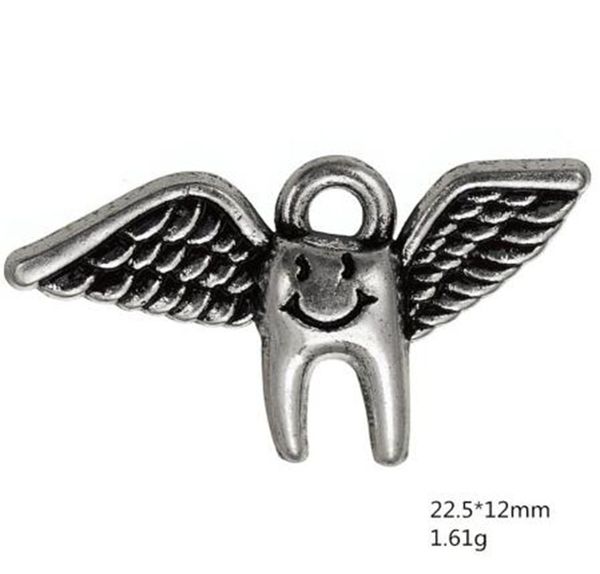 

2021 small tibetan silver plated tooth with wings dentist dental hygienist pendant charms for diy bracelet other customized jewelry, Bronze;silver