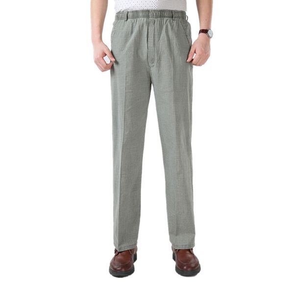 

xt1528-c1072 2018 new spring summer middle-aged men's big size loose casual cotton linen trousers wholesale ing, Black