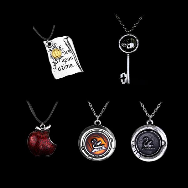

1pcs one bite red poison apple pendants necklace once upon a time necklace regina mills collar women accessories gifts, Silver