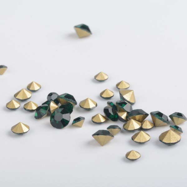 

mifanxi dark green emerald nail crystal rhinestones set multi-size sharp bottom nail art 3d decoration manicure diy, Silver;gold