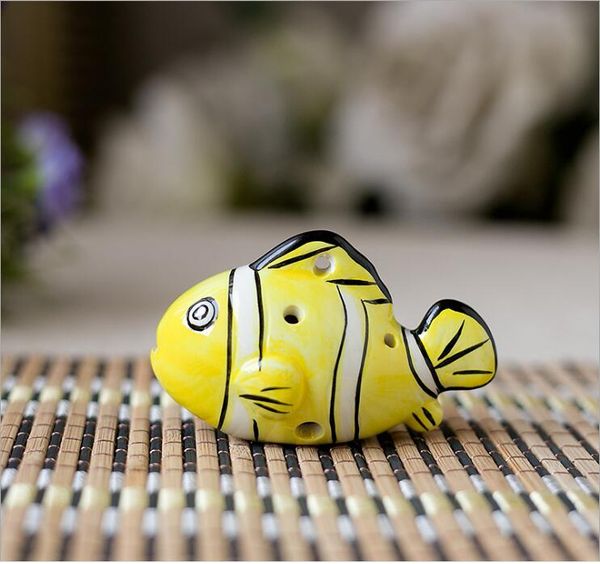 

children's ceramic musical toys new small fish modeling chinese characteristics cartoon ocarina 6 holes ocarina wholesale
