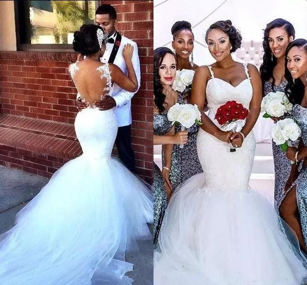 

backless mermaid wedding dresses long bridal gowns for women white appliques lace gorgeous sleeveless bride dress vestidos de novia