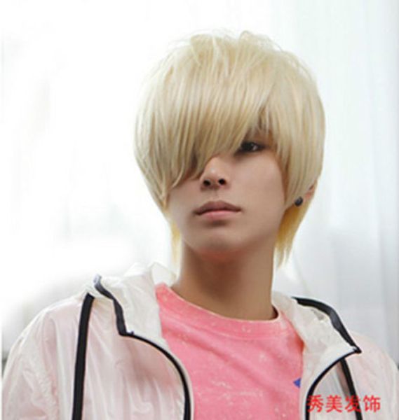 Handsome Boys Wig New Korean Fashion Short Men Light Blonde