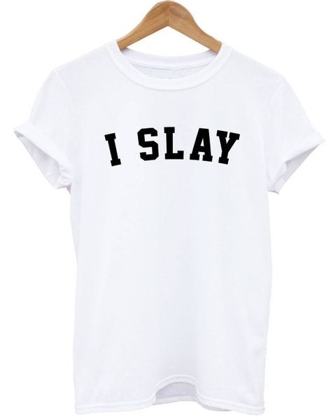 

skuggnas i slay t-shirt women men style kid sassy curved print text tshirt hipster boho cute girls t shirt drop ship, White