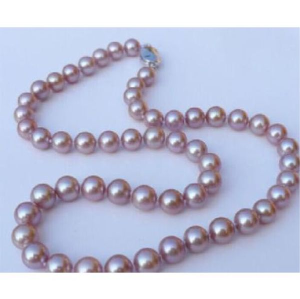 

beautiful 18" 10-11mm natural south sea lavender pearl necklace 925 silver clas