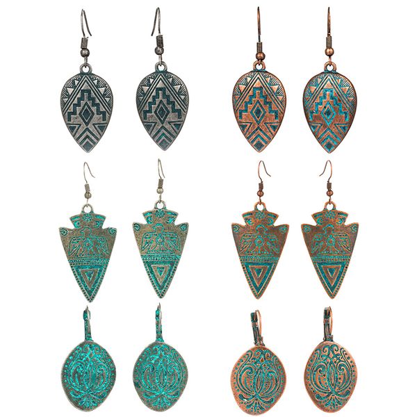 

2018 Retro water drop indian earrings jewelry Vintage ethnic boho geometric totem earrings for women earings earing brincos gift
