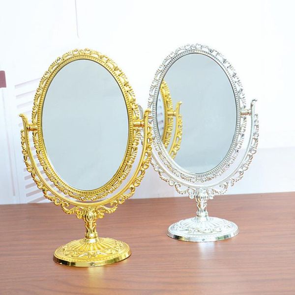 Europe Desktop Makeup Decorative Mirror Retro Double Sided Vanity Simple Large Portable Oval Figurine F1084 Conair Hand
