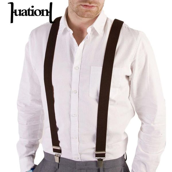 

huation men/women clothing suspenders clip-on braces elastic y-shape adjustable suspenders tirantes braces suspensorio, Black;white