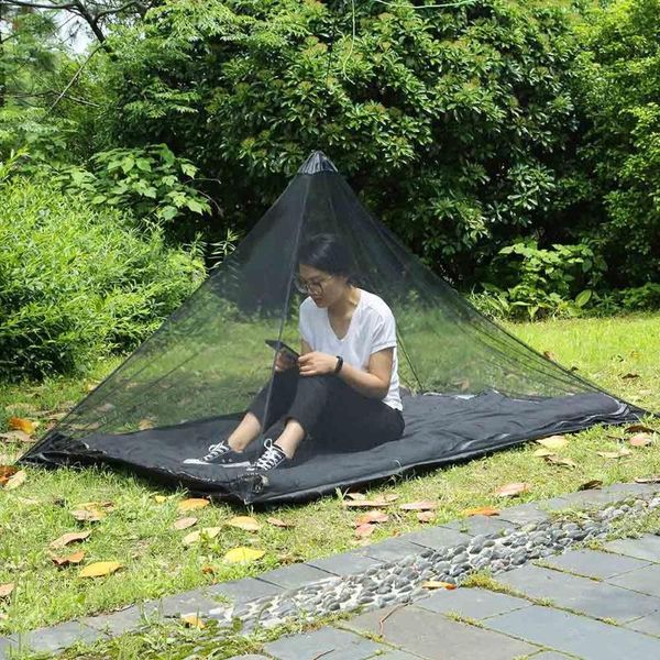 

ultralight camping tent outdoor mosquito net portable travel compact breathable 50d mesh tent pyramid single person mosquito net
