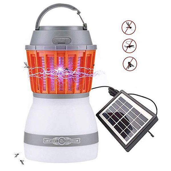 Zanzare elettronico Killer Lampada solare Bug Zapper insetto Killer Killer Camping Light USB IP67 Impermeabile Impermeabile incorporato in trappola per insetti per interni all'aperto