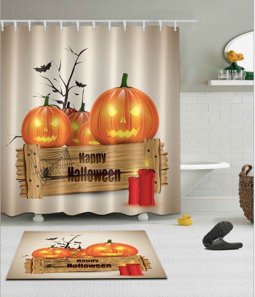 

pumpkin pattern 3d print custom waterproof bathroom modern shower curtain polyester fabric bathroom curtain door mat sets