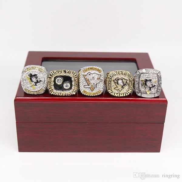 

Pittsburgh Penguins Stanley Cup Championship Ring Set с деревянным дисплеем box вентилятор мужчины подарок Оптовая