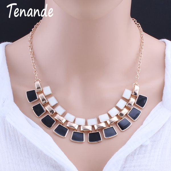 

tenande big statement alloy geometric patterns rectangle necklaces pendants for women party jewelry simple style gold color, Golden;silver
