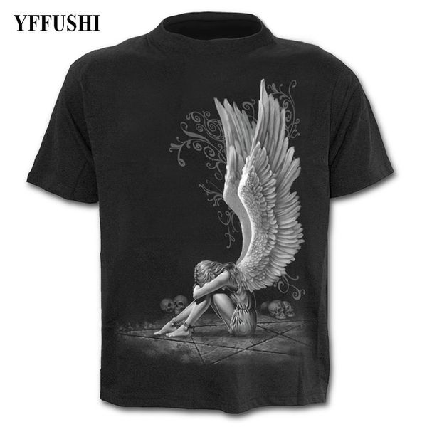 

yffushi 2018 male/female 3d t shirt beautiful angel girl print hip hop tees fashion black shortsleeve t shirt plus size s-5xl, White;black